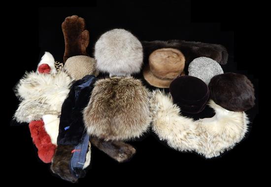 Appraisal: TEXTILES Accessories mostly of fur including fox mink raccoon shearling