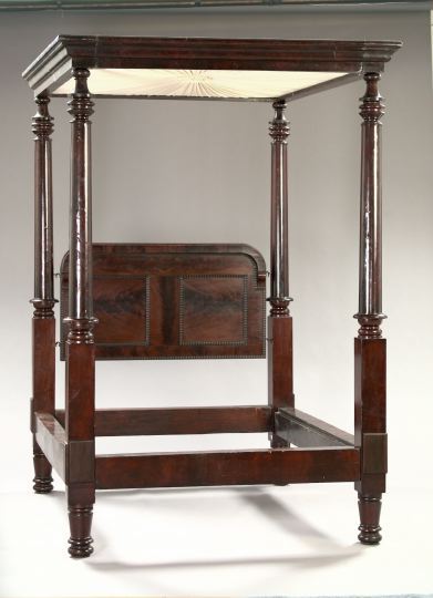 Appraisal: American Late Classical Figured Mahogany Four-Post Canopy Bed second quarter