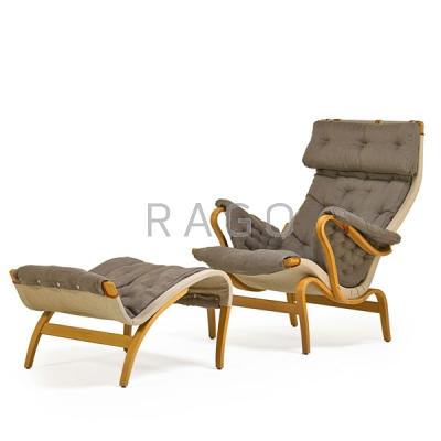 Appraisal: BRUNO MATHSSON Pernilla lounge chair and ottoman Condition Report