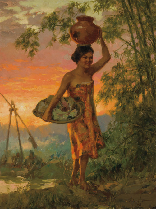 Appraisal: FERNANDO CUETO AMORSOLO Phillipino - Water Girl oil on canvas