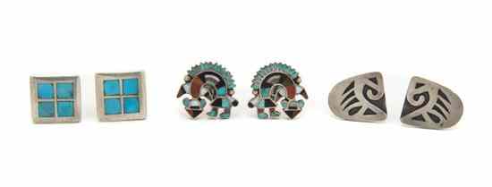 Appraisal: A Collection of Hopi and Zuni Sterling Silver Cufflinks one