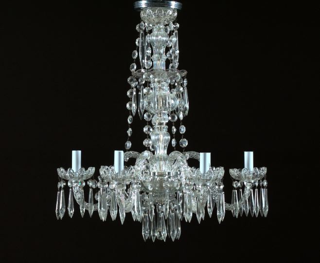 Appraisal: Matching Pair of Six-Arm Crystal Chandeliers mid- th century each