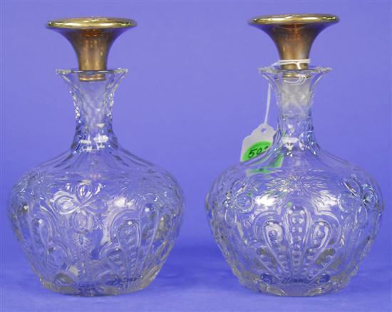 Appraisal: PAIR OF HAWKES CUT GLASS BOTTLES with K gold glass