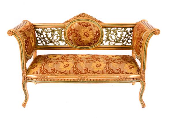 Appraisal: An Italian Neoclassical style parcel gilt settee height in width