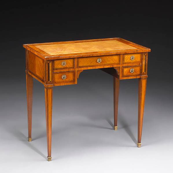 Appraisal: A Louis XVI style mahogany and kingwood table a ecrire