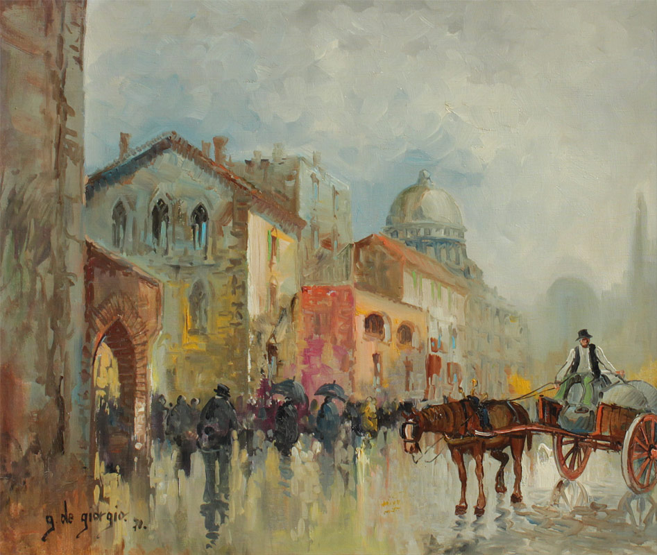 Appraisal: GIORGIO Guglielmo de Italian - ''Old Naples'' Oil Canvas ''