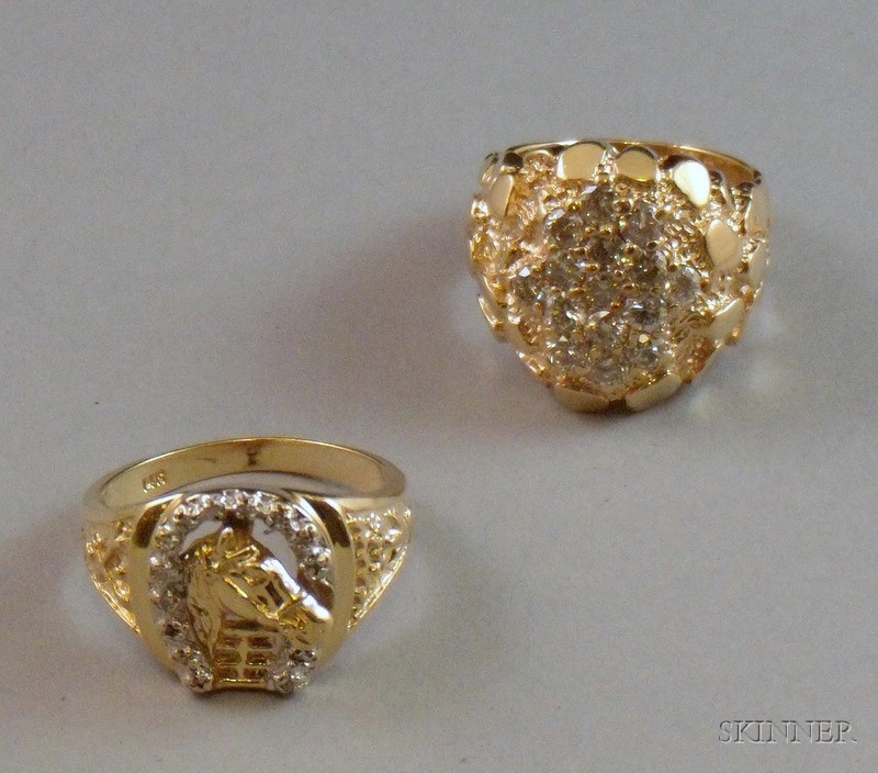 Appraisal: Two Men's kt Gold and Diamond Rings