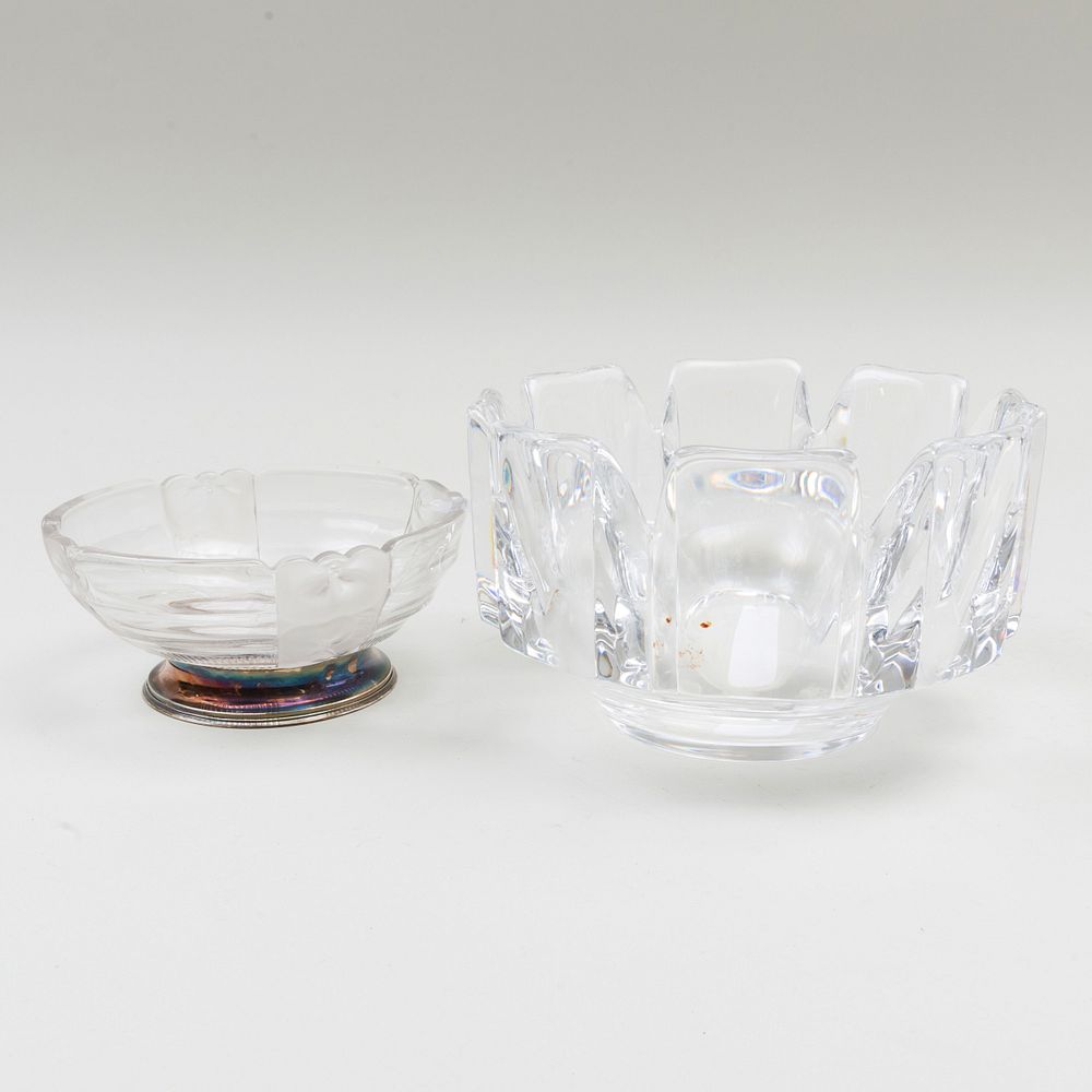 Appraisal: Orrefors 'Corona' Glass Bowl and a Silver-Mounted Val St Lambert