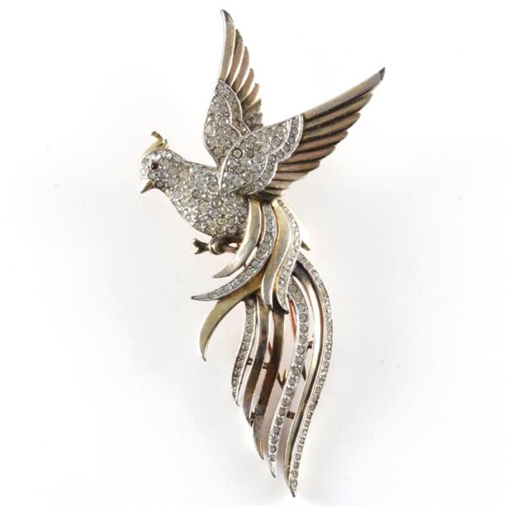 Appraisal: TRIFARI ''ALFRED PHILIPPE'' BIRD LARGE PIN BROOCH WITH A RED