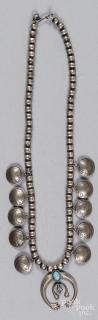 Appraisal: Navajo small silver squash blossom necklace with buffalo nickel charms