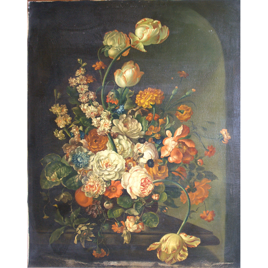 Appraisal: Belgian School th Century Still Life with Flowers in a