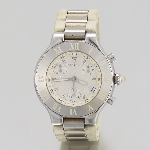 Appraisal: Cartier Quartz Chronograph Watch mm head original adjustable factory bracelet