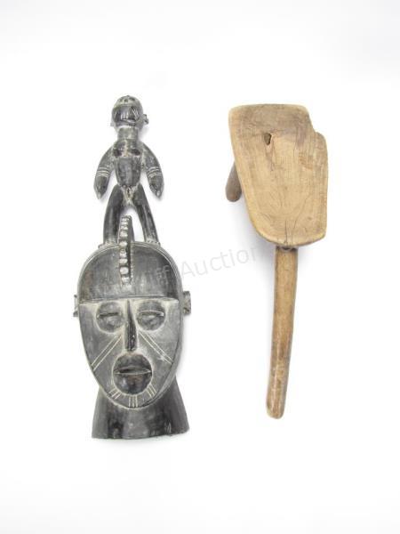 Appraisal: Two African carved Tribal figures including Bobo tribal mask and