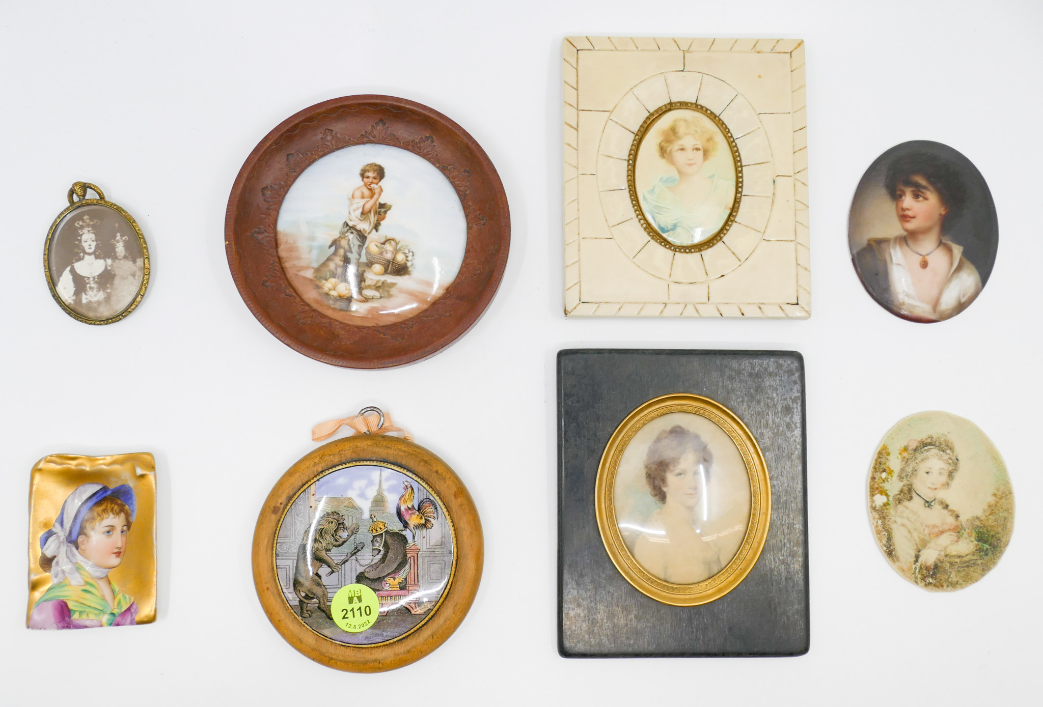 Appraisal: Box Antique Portrait Miniatures and Box Covers pc