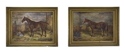 Appraisal: W Wasdell Trickett'Rollicker'portrait of a hunter in a stableand another