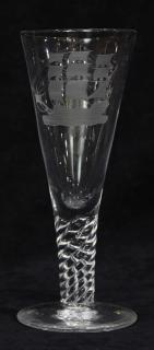 Appraisal: English engraved glass vase English engraved glass vase likely th