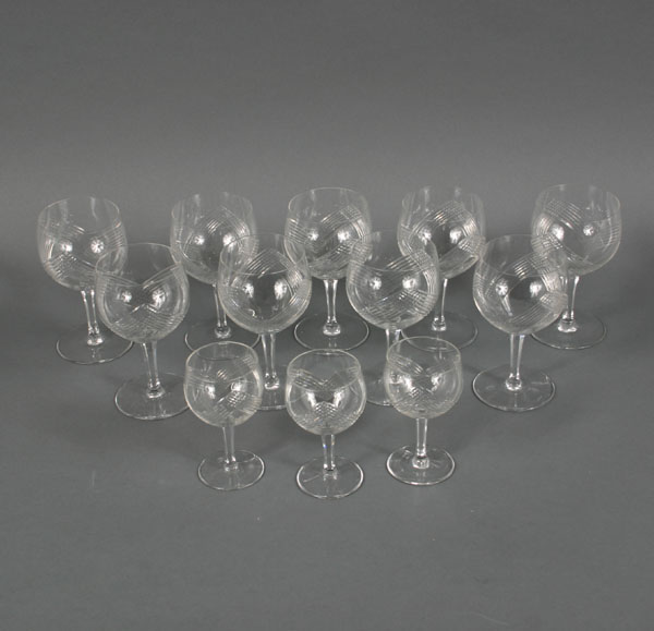 Appraisal: Twelve pieces Baccarat stemware nine glasses and three glasses Small