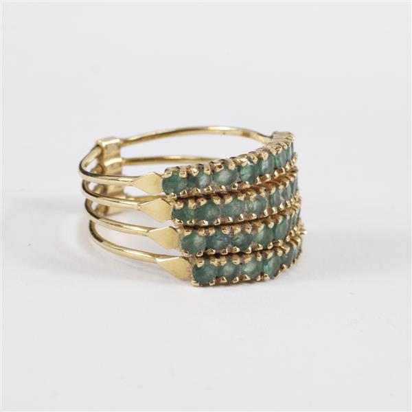 Appraisal: Yellow gold k stacked emerald ring dwt Size