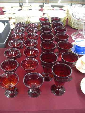 Appraisal: pcs Ruby Glass Stemware gobletsand sherbets pedestal bases rich color