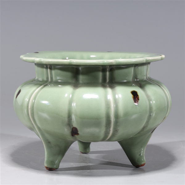 Appraisal: Chinese celadon glazed porcelain tripod censer overall good condition H