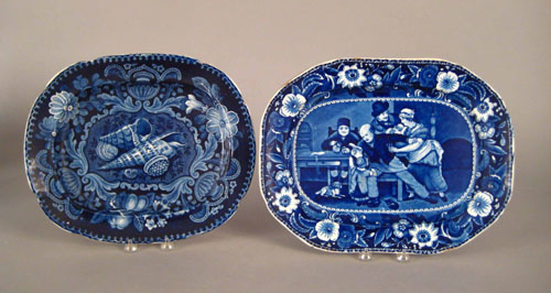 Appraisal: Two blue Staffordshire platters th c one depicting The Valentine