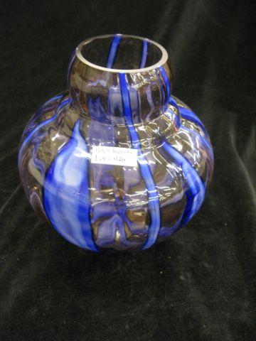 Appraisal: Czechoslovakia Art Glass Vase rich blue leaf decor signed excellent