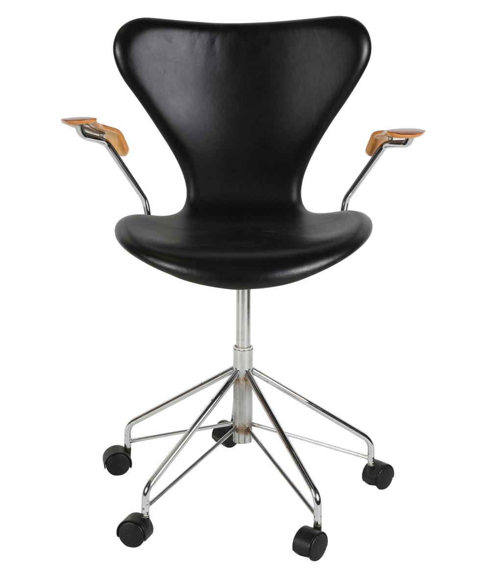 Appraisal: ARNE JACOBSEN FRITZ HANSEN DRAFTING CHAIRchromed metal wood and black