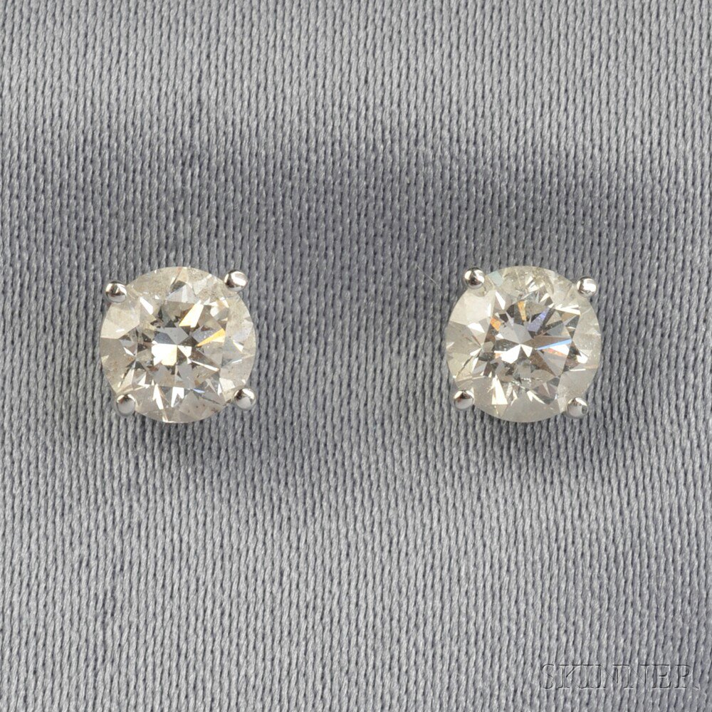 Appraisal: kt White Gold and Diamond Earstuds each set with a