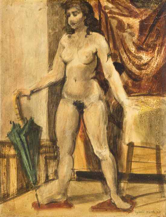 Appraisal: Reginald Marsh American - Nude Woman sketch on verso oil