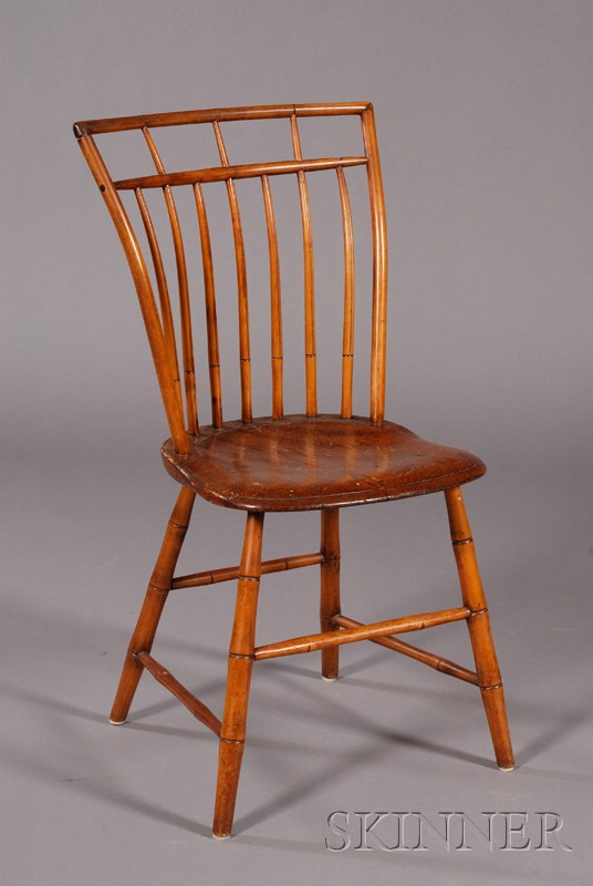 Appraisal: Bamboo-turned Birdcage Windsor Side Chair Boston c with raking back