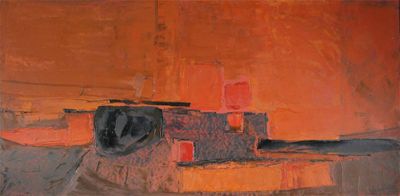 Appraisal: Larry Wakefield - Red landscape Signed and dated ' Oil