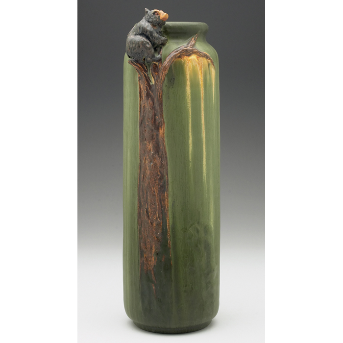 Appraisal: Ephraim Pottery vase contemporary large cylindrical shape with an applied