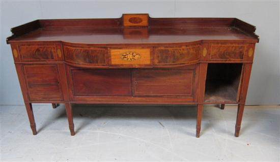 Appraisal: Edwardian mahogany and inlaid bowfronted sideboard with raised gallery back