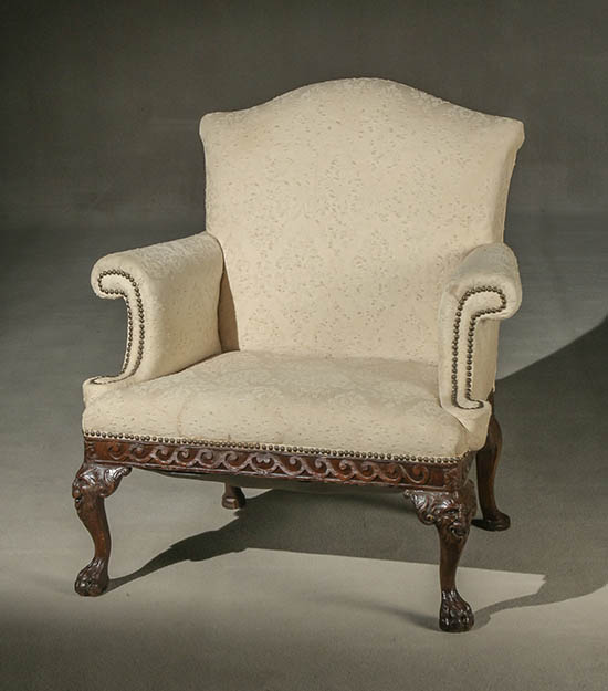 Appraisal: Irish George III Style Dark Stained Oak Library Armchair Late