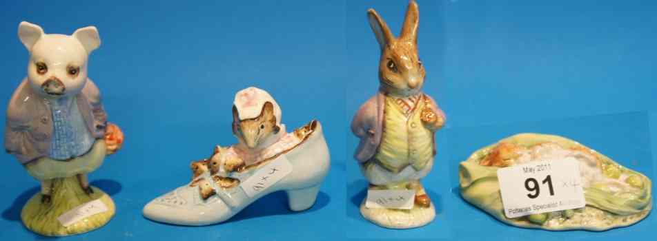 Appraisal: Royal Albert Beatrix Potter Figures Timmie Willie Sleeping Pigling Bland