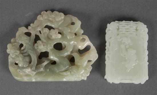 Appraisal: Chinese carved jade pendant and similar amulet pendant - with