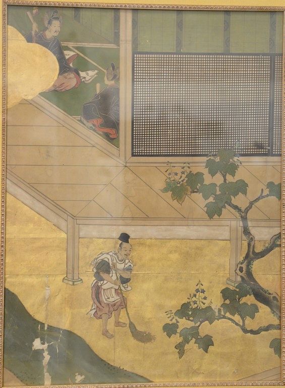 Appraisal: Chinese painting on paper early painted section of a screen