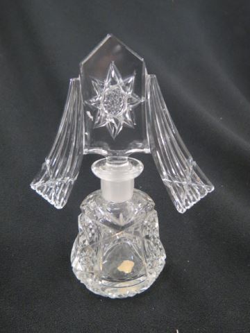 Appraisal: Czechoslovakia Cut Crystal Perfume Bottle starburst and drapery stopper