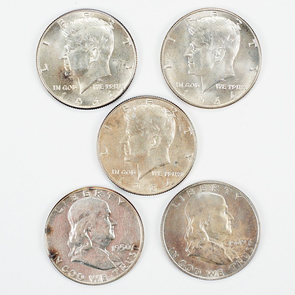 Appraisal: Grp Half Dollars Kennedy and Franklin Group of five half