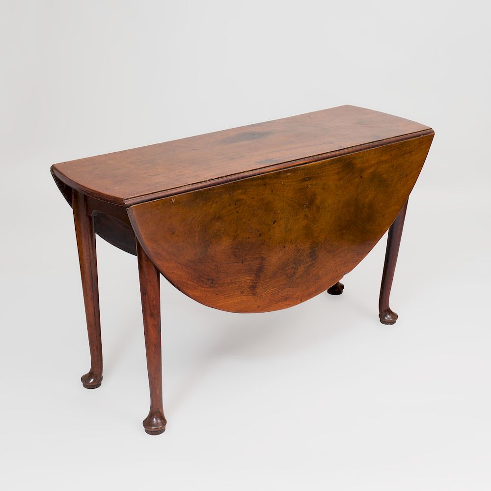 Appraisal: George III Mahogany Drop Leaf Oval Table x x in