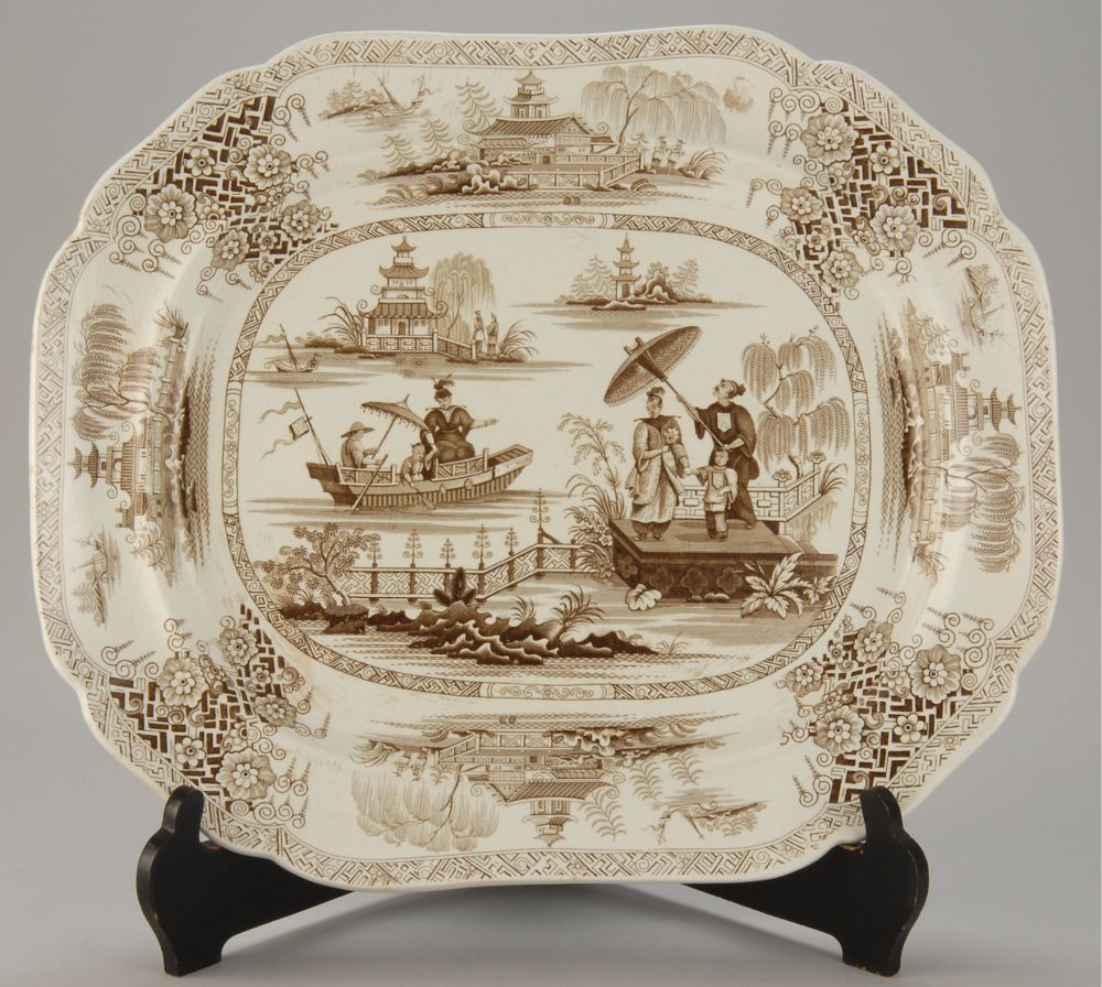 Appraisal: BROWN AND WHITE STAFFORDSHIRE PLATTER English Second Quarter of the