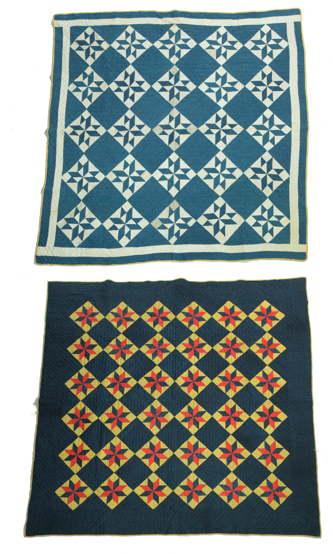 Appraisal: TWO PIECE-WORK STAR PATTERN QUILTS American st quarter th century