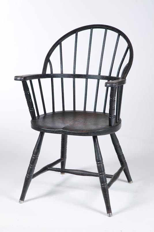 Appraisal: METAL SACKBACK WINDSOR ARMCHAIR Canton Ohio early th century Retaining