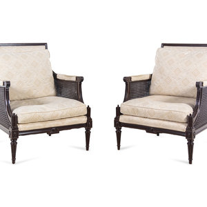 Appraisal: A Pair of Louis XVI Style Cane Upholstered Berg res