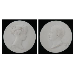 Appraisal: Pair of Neoclassical Napoleon and Josephine Parian Medallion Affixed on