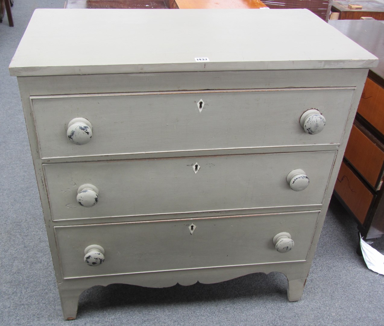 Appraisal: An th century later painted chest of three long graduated