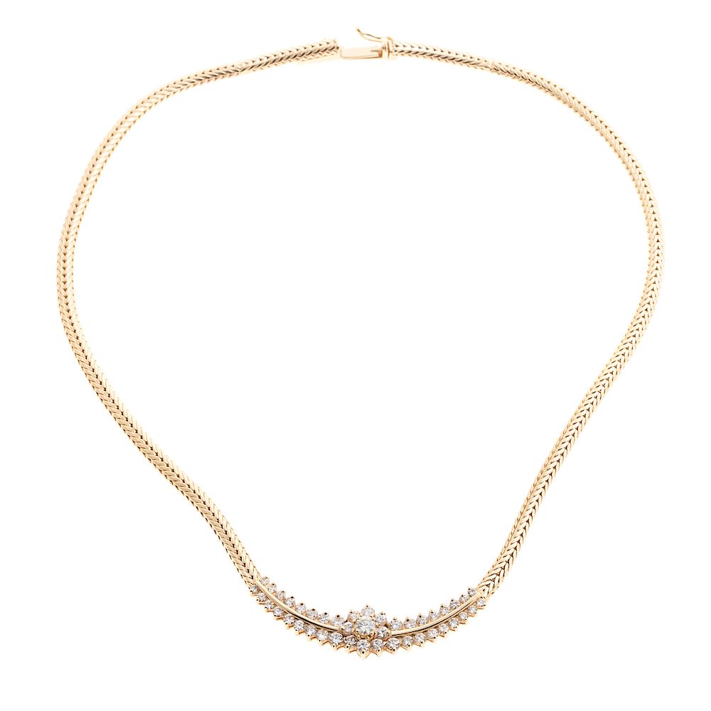 Appraisal: A Ladies Diamond Necklace in K Yellow Gold K yellow