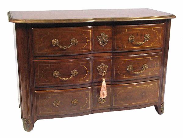 Appraisal: A Regence style brass inlaid walnut commode height in width