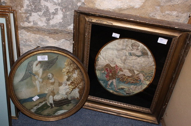 Appraisal: TWO VICTORIAN SILK WORK PICTURES of the Sacrifice of Isaac