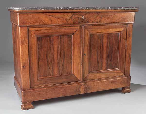 Appraisal: A Louis Philippe Walnut and Gris-de-St Anne Marble Buffet early